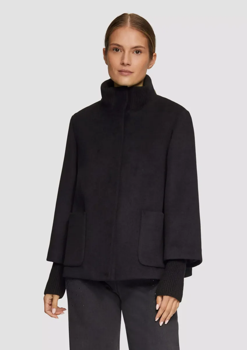 Jacke aus Wollmix mit Rippbündchen