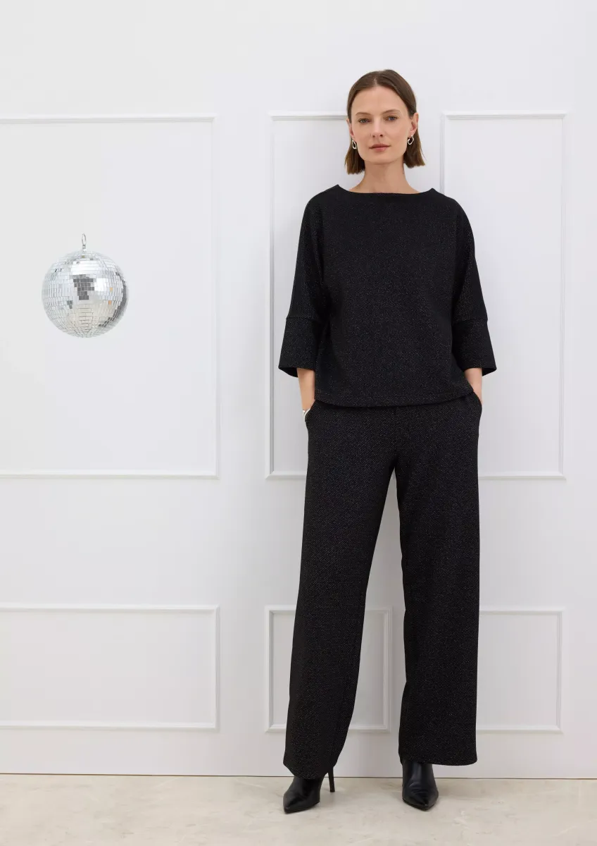 Jacquard-Hose mit Glitzergarn und Elastikbund