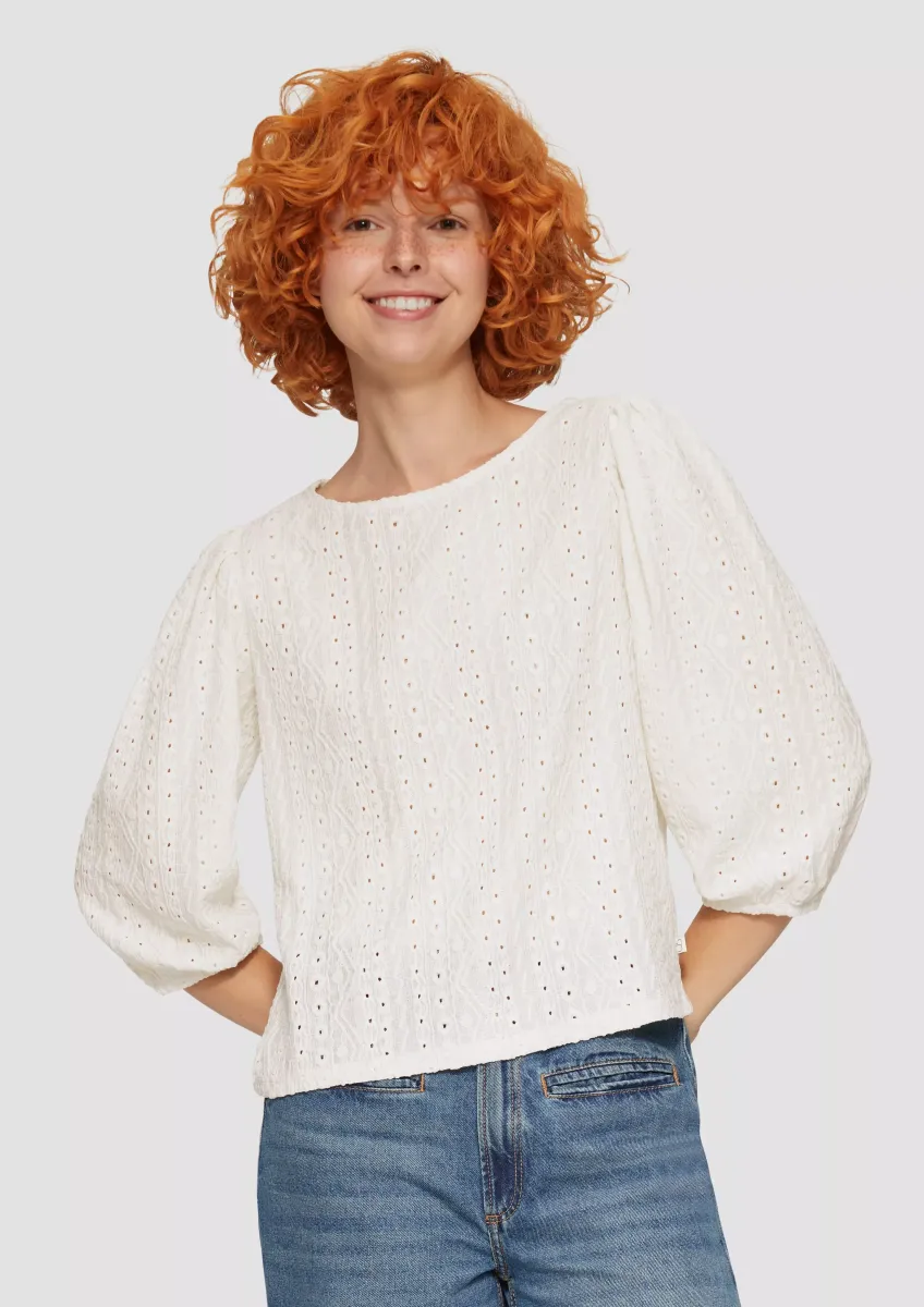 Jacquard-Shirt mit 3/4-Ärmeln