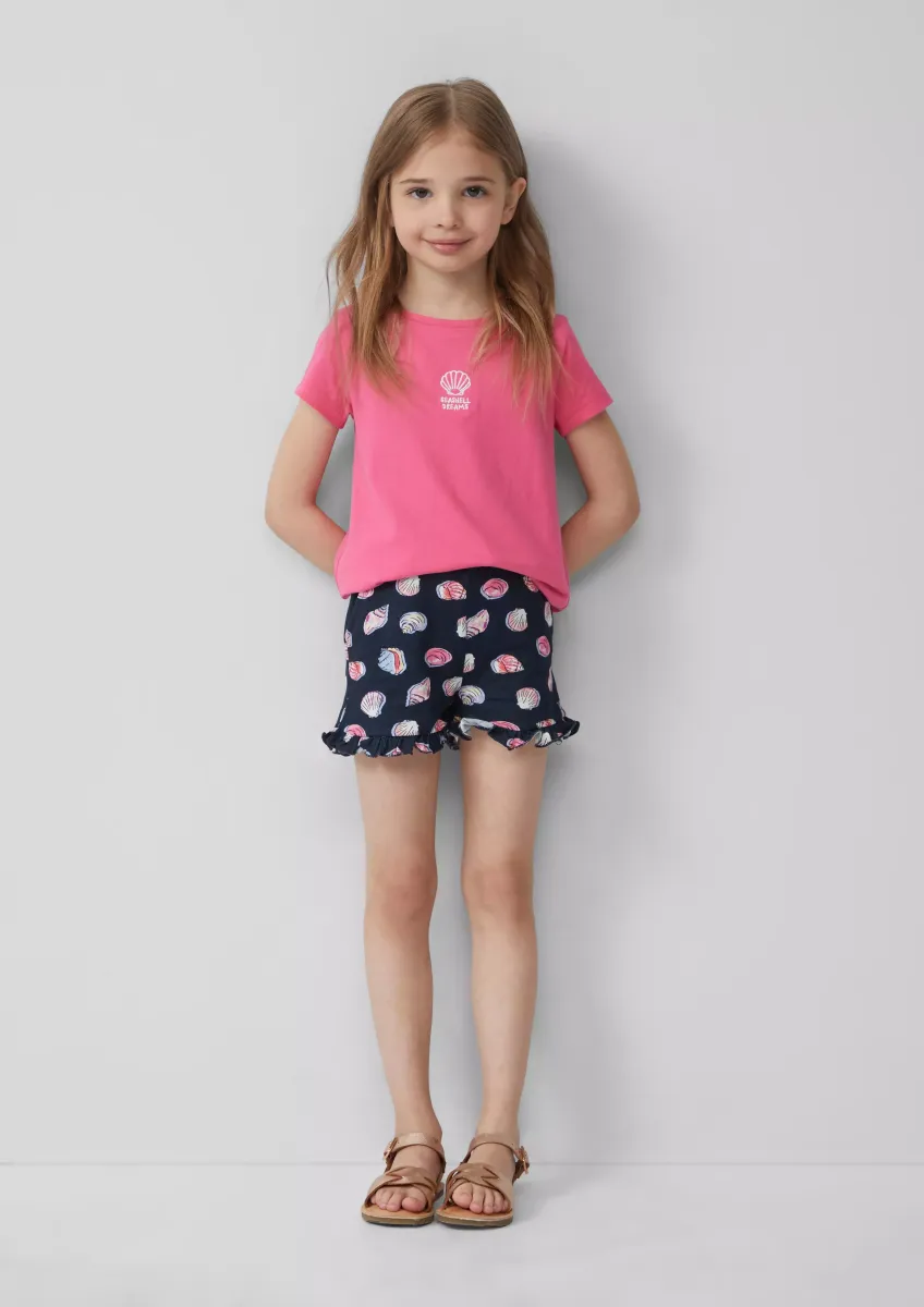 Jersey-Shorts mit Rüschen und Elastikbund