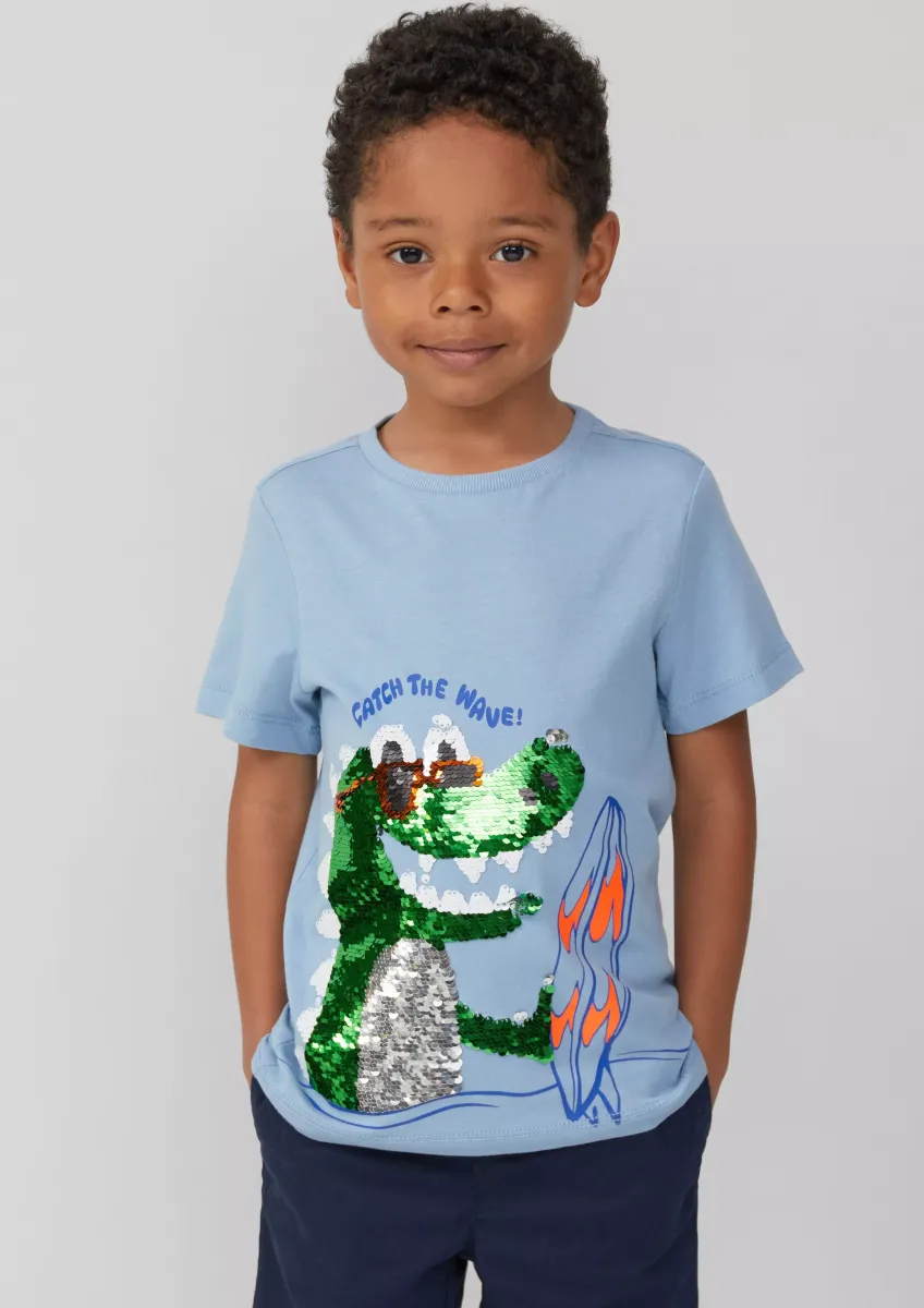 Jersey-T-Shirt mit Wendepailletten