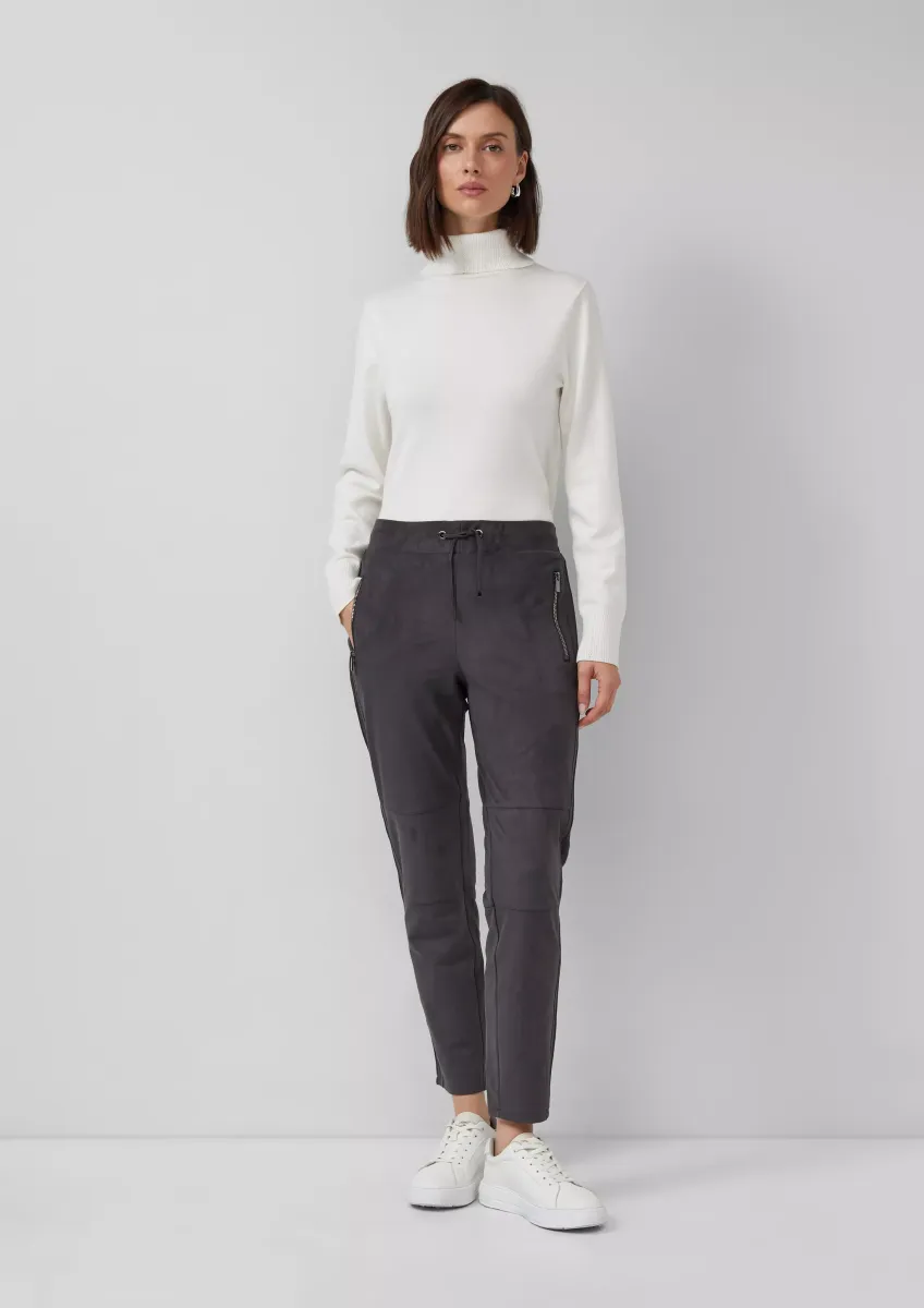 Jogpants in Veloursleder-Optik mit Elastikbund