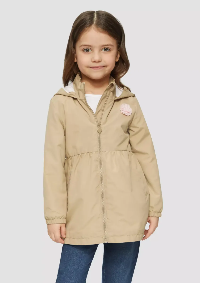 Kapuzen-Mantel in A-Shape mit Blumenapplikation