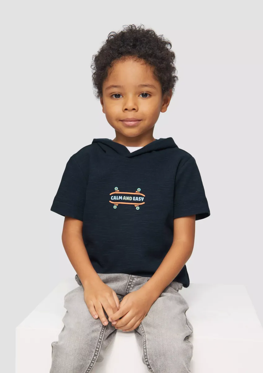 Kapuzenshirt aus strukturiertem Jersey mit Frontprint