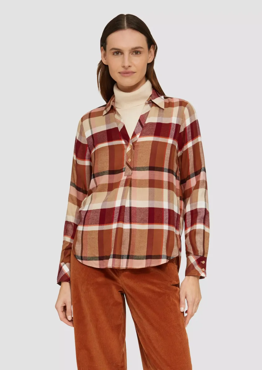 Karierte Bluse mit Hemdkragen