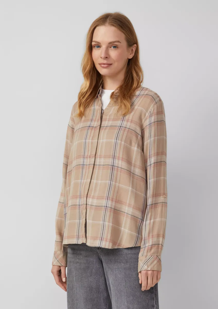 Karierte Hemdbluse aus Viskose-Modal-Mix