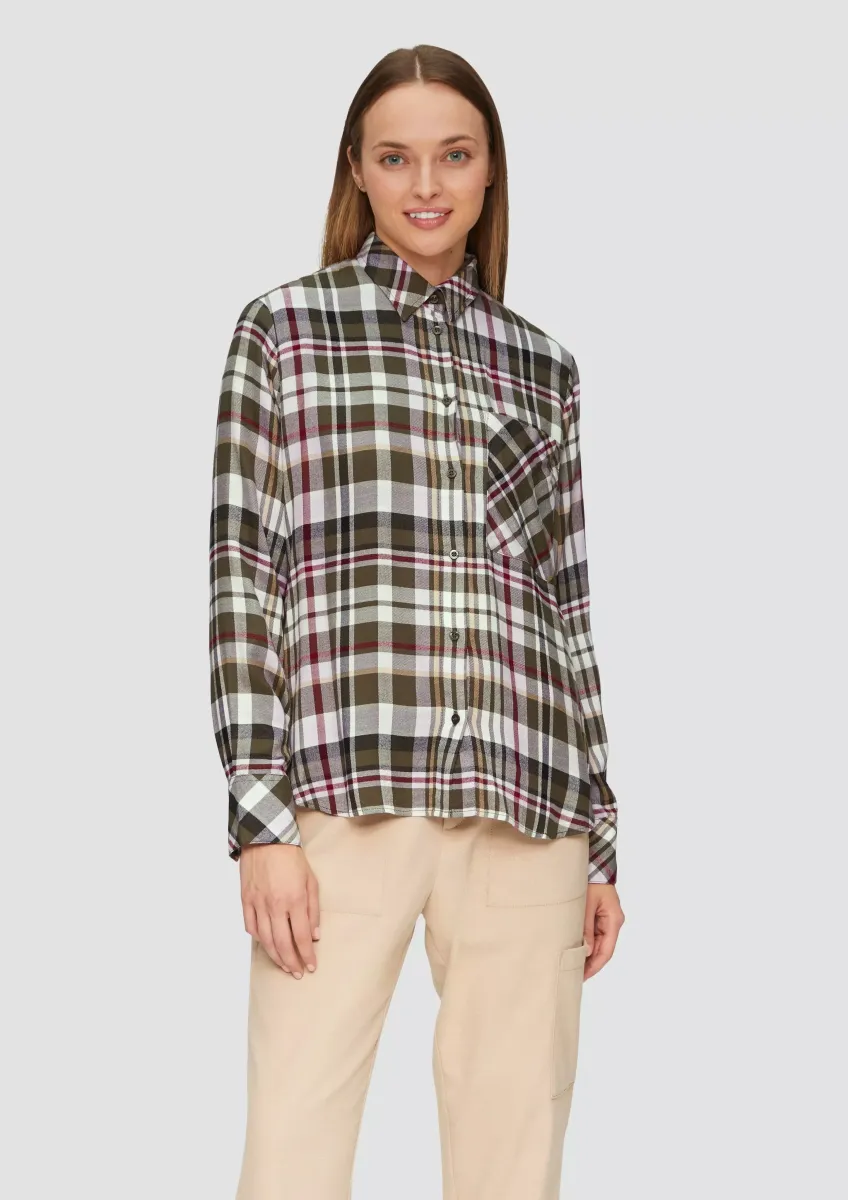 Karierte Hemdbluse aus Viskosemix