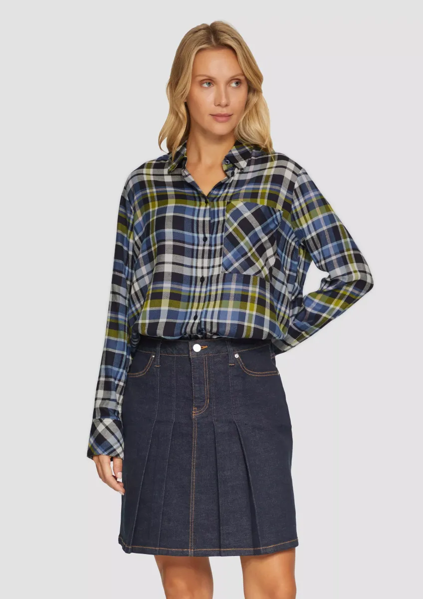 Karierte Hemdbluse aus Viskosemix