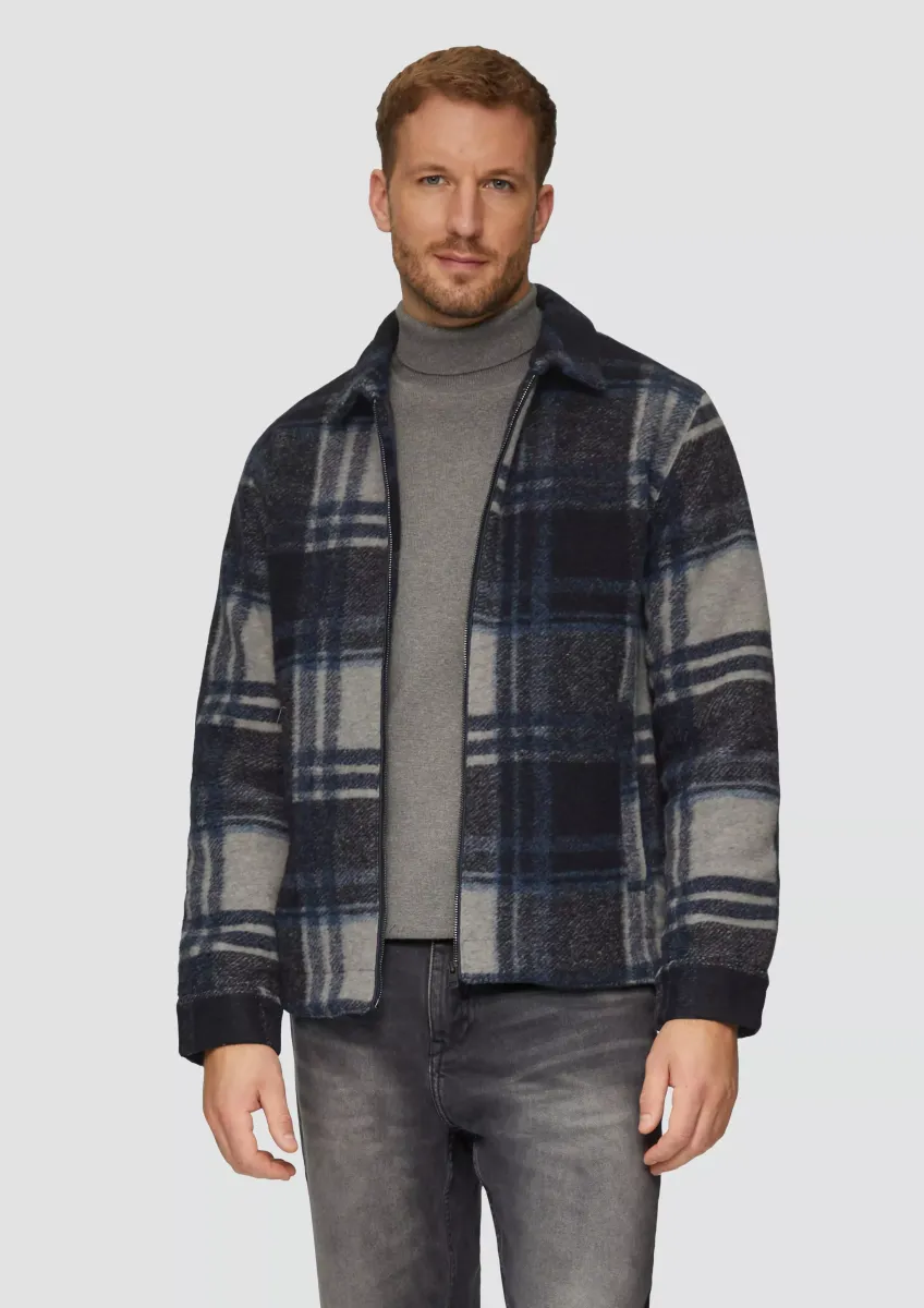 Karierte Hemdjacke aus Wollmix