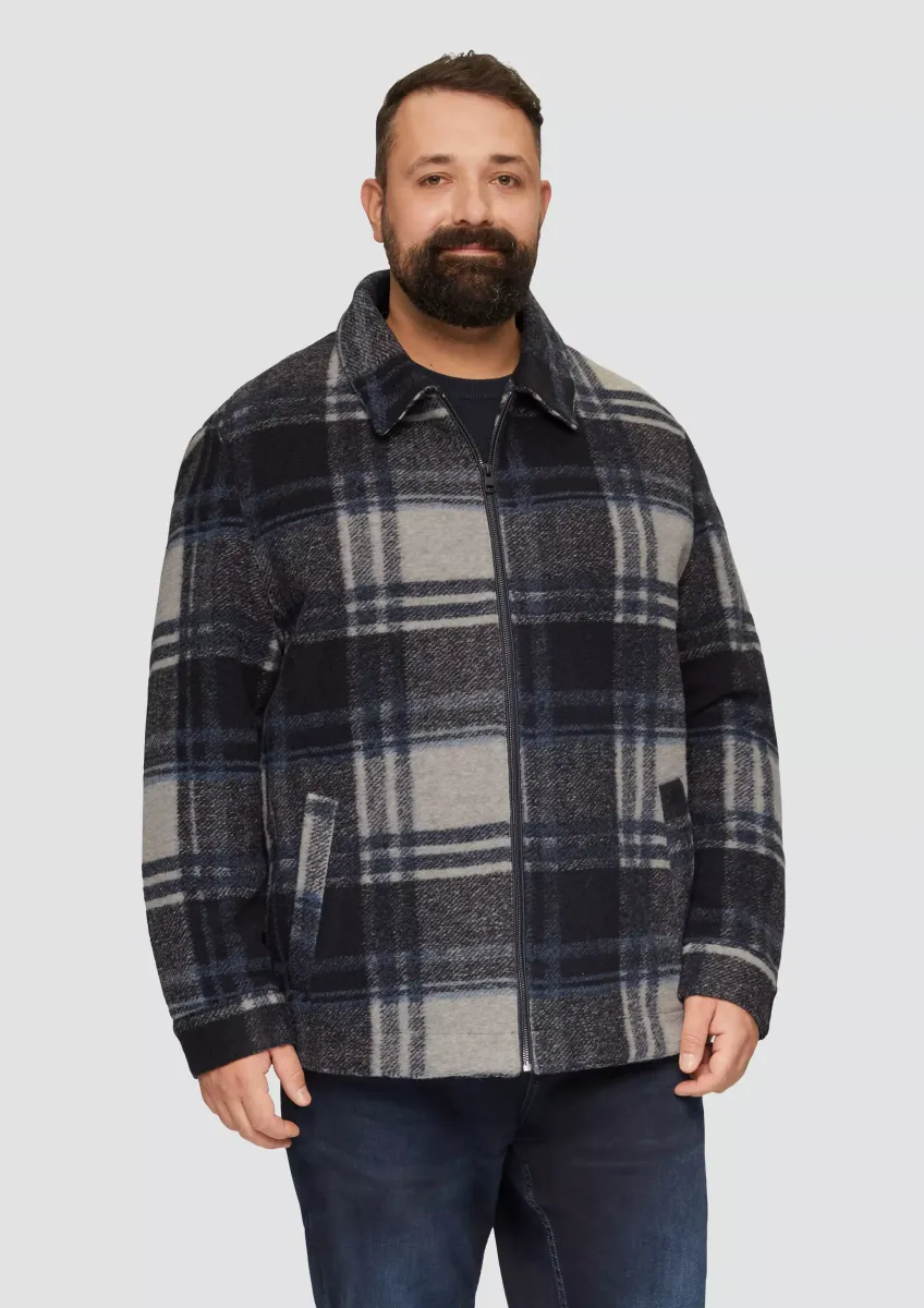 Karierte Hemdjacke aus Wollmix