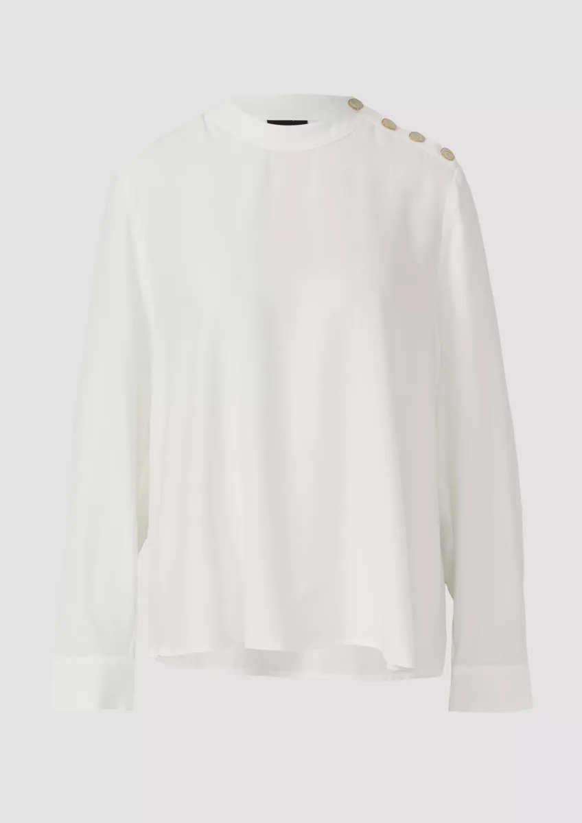 Klassische Viskose-Bluse mit Stehkragen und Zierknopf