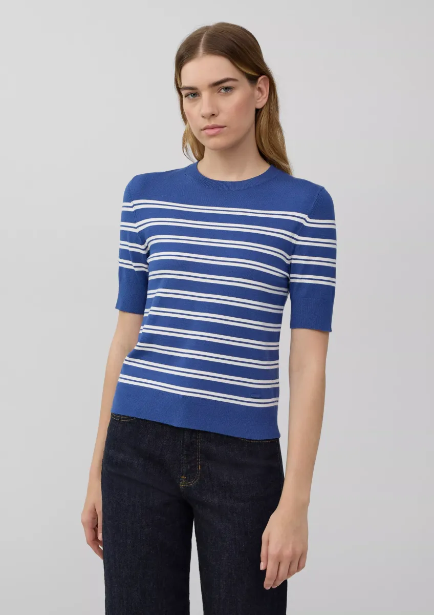 Kurzarm-Strickpullover aus Viskosemix