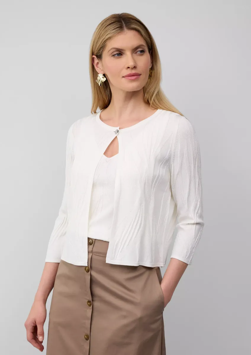 Kurzer Cardigan mit Strukturmuster und 3/4-Ärmeln