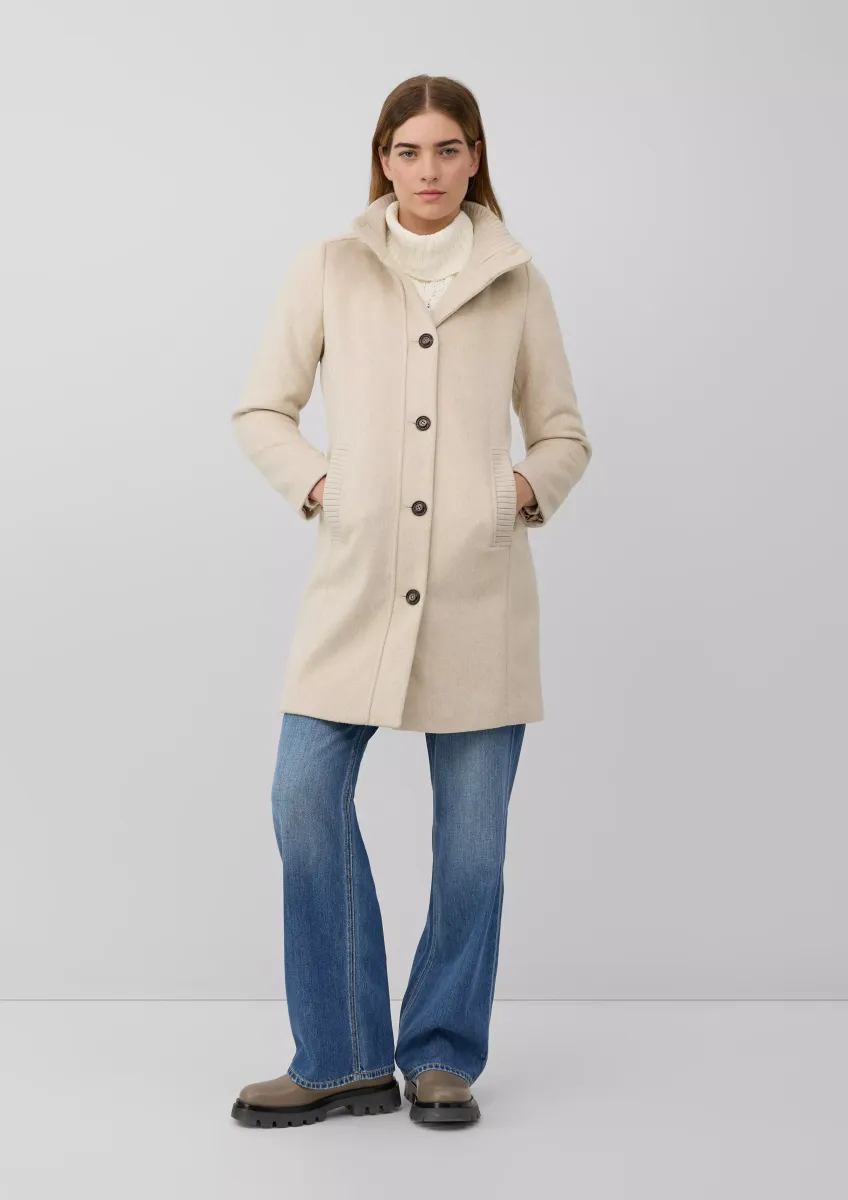 Kurzer Mantel aus Wollmix mit Knopfleiste