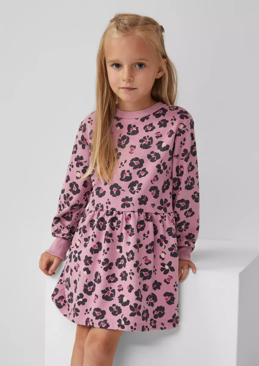 Kurzes Sweatkleid aus Baumwollmix mit All-over-Print