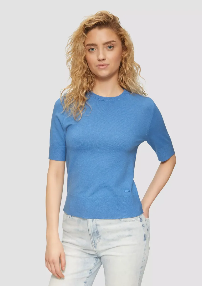 Kurzärmeliger Strickpullover aus Viskosemix