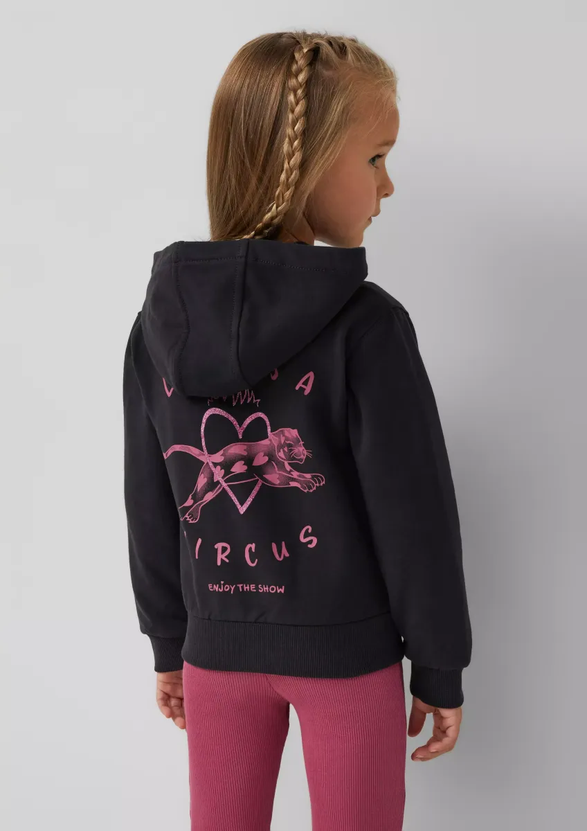 Kuschelige Sweatjacke mit glitzerndem Rückenprint