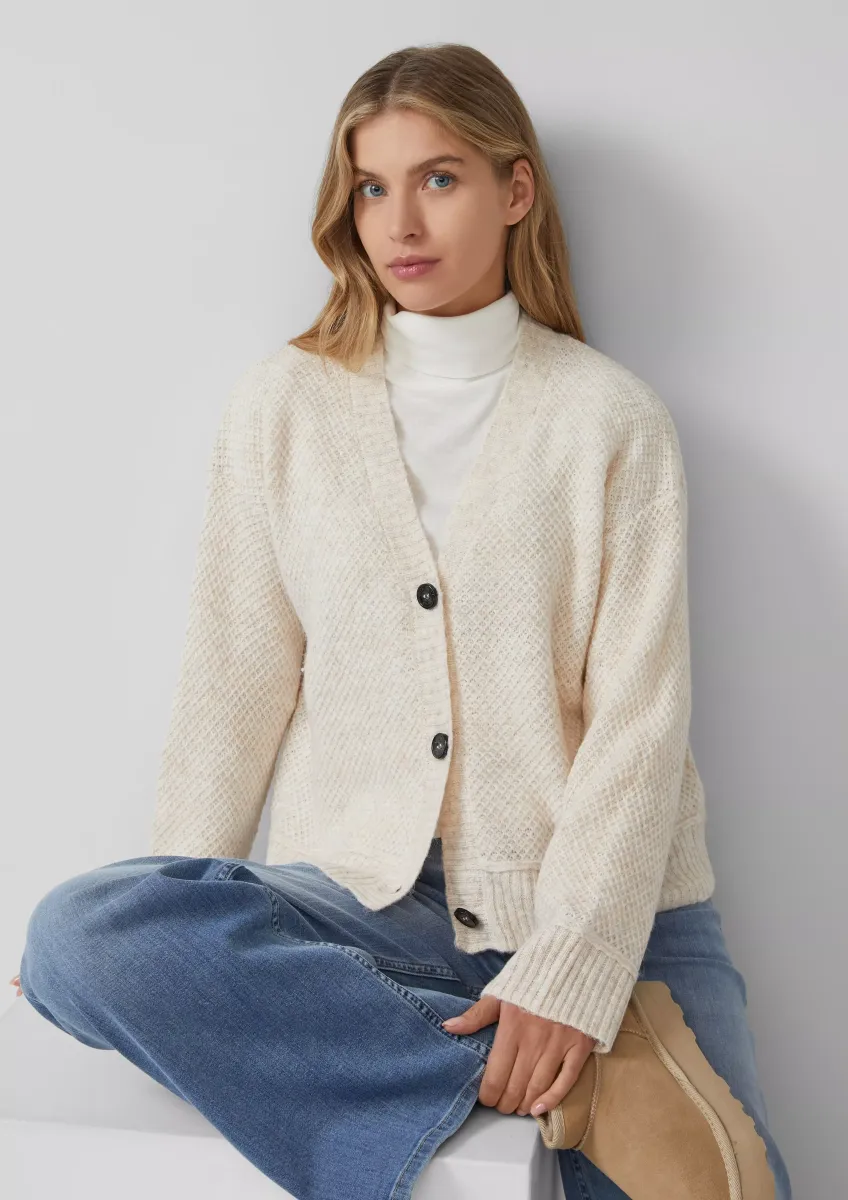Kuscheliger Wollmix-Cardigan aus Strukturstrick