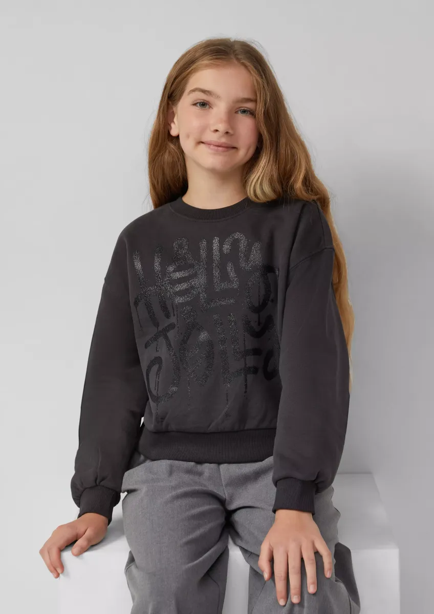 Kuscheliges Crop-Sweatshirt im Oversize Shape mit schimmerndem Print