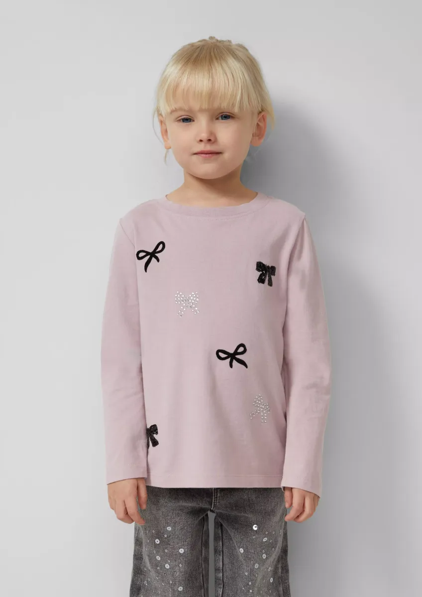 Langarm-Jerseyshirt mit Schleifen-Details