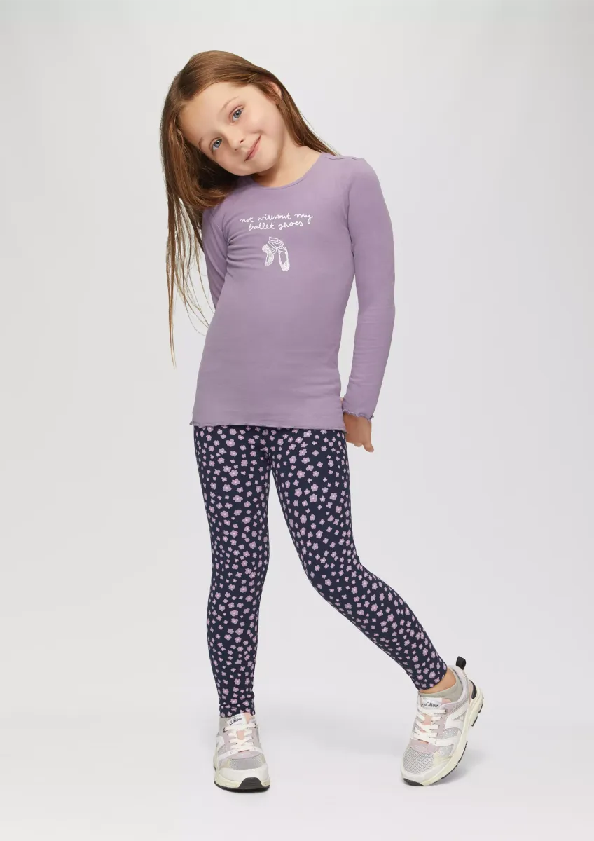 Langarmshirt im Slim Fit mit Glitzer-Frontprint