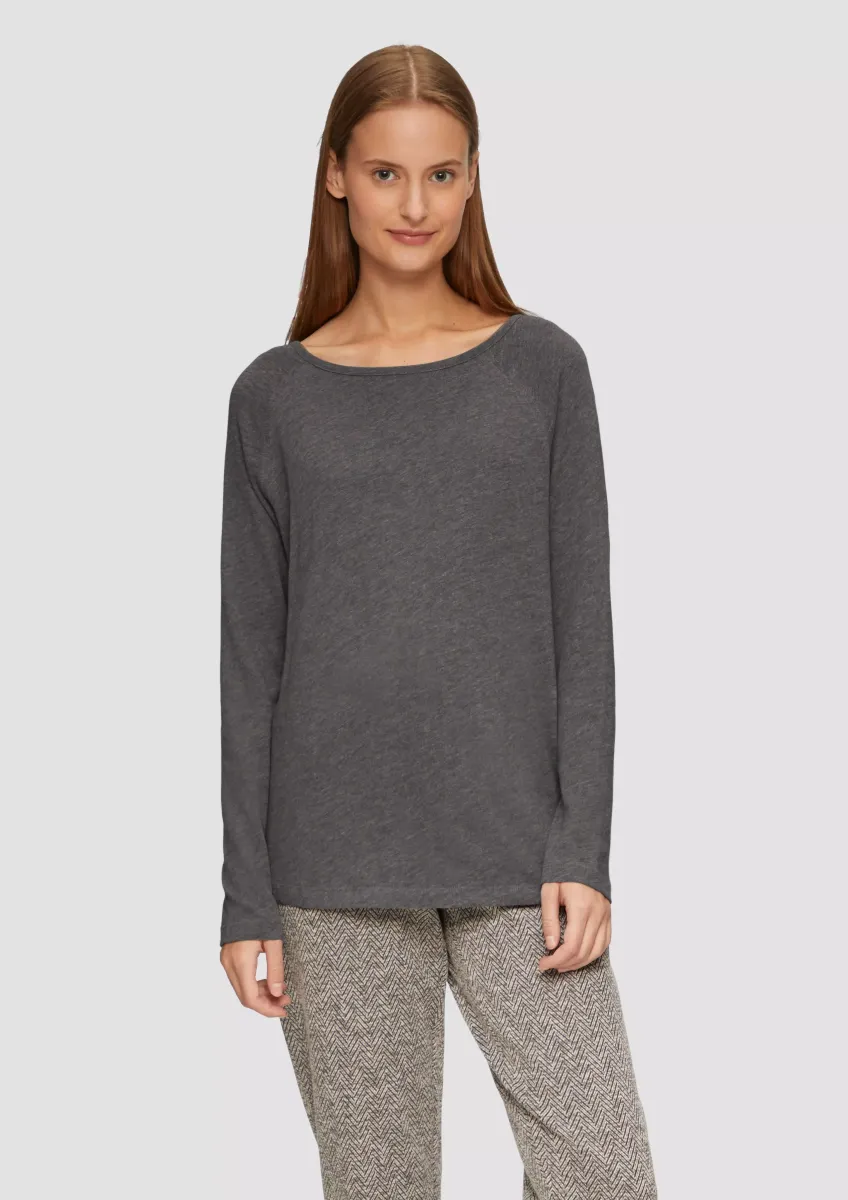 Langarmshirt mit Flammgarnstruktur und Raglanärmeln
