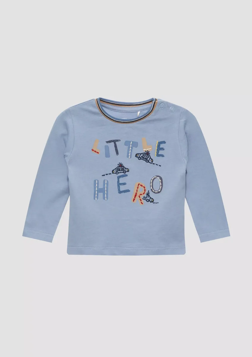 Langarmshirt mit Frontprint und Stickerei