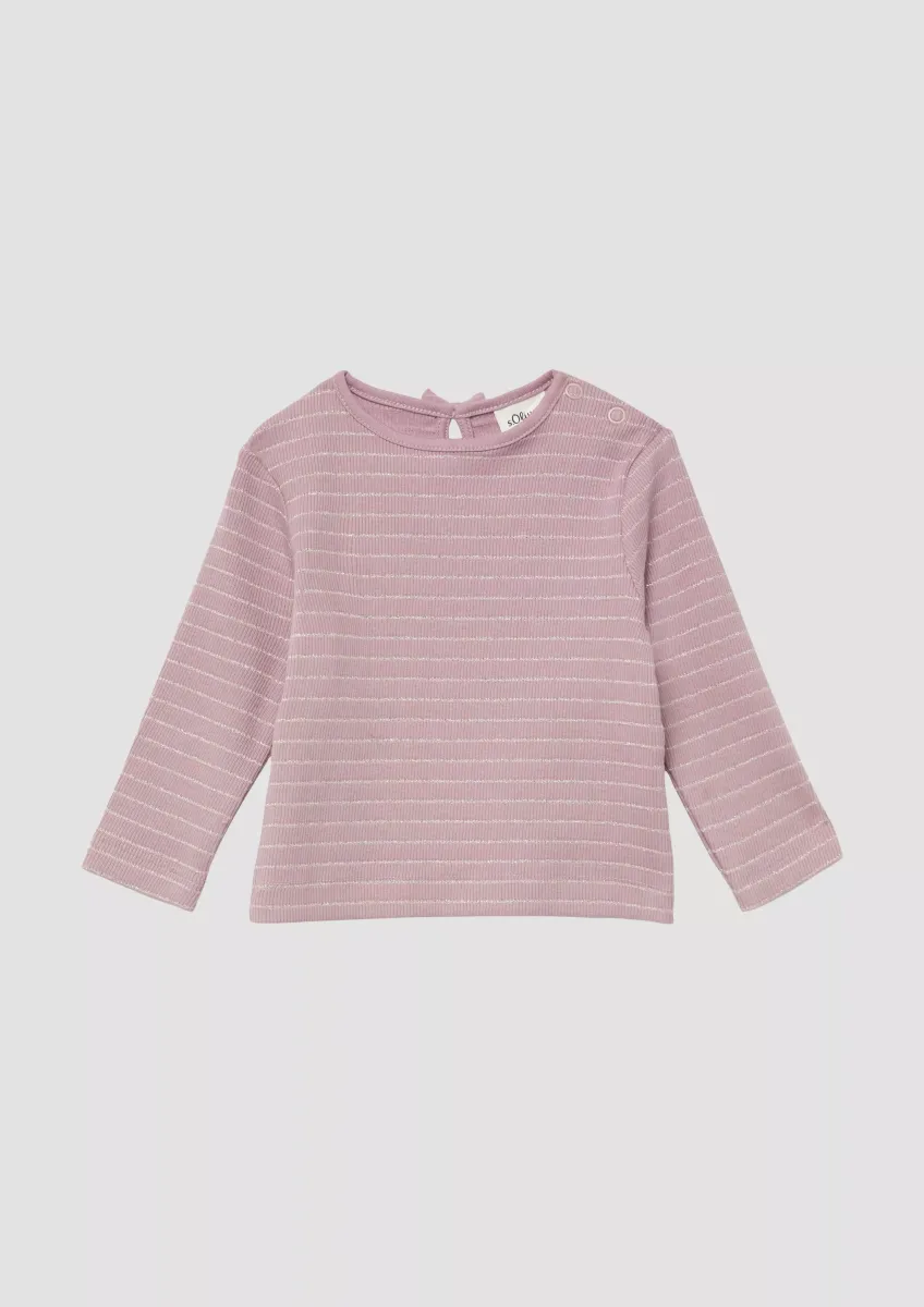 Langarmshirt mit Glitzerstreifen und Zierschleife