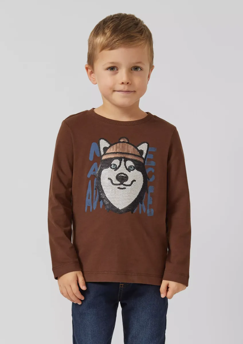 Langarmshirt mit Pailletten-Artwork