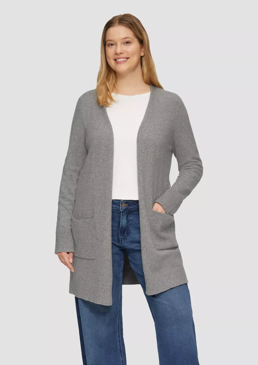 Lange Strickjacke mit Rippbündchen