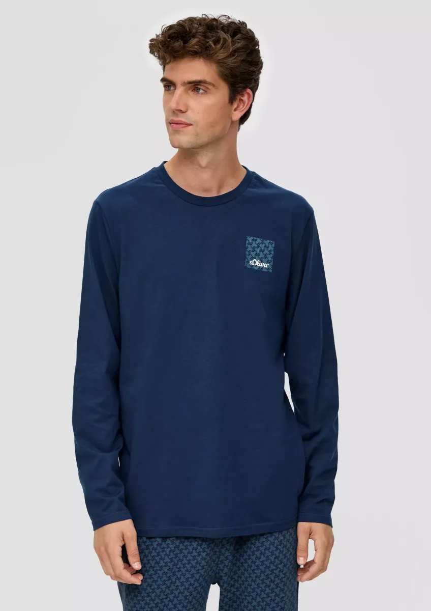 Langes Pyjama-Shirt mit Logoprint