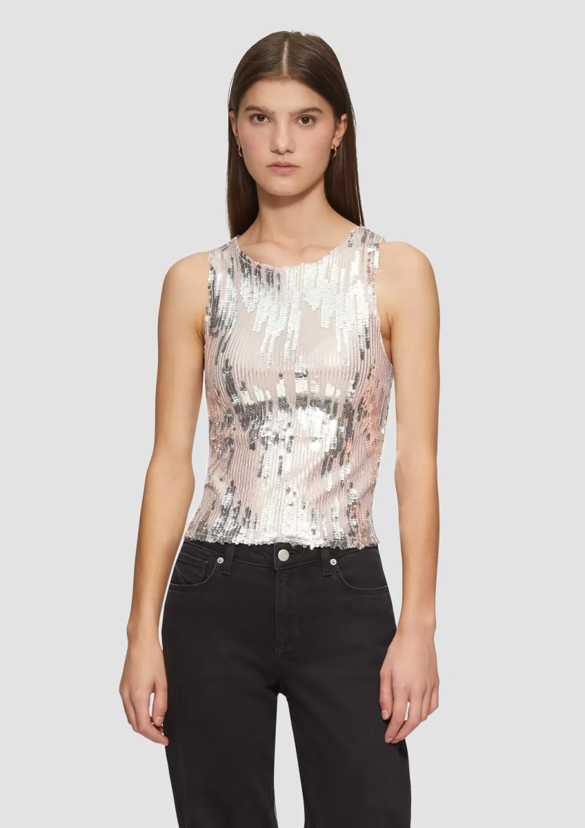 Leicht transparentes Top mit Pailletten