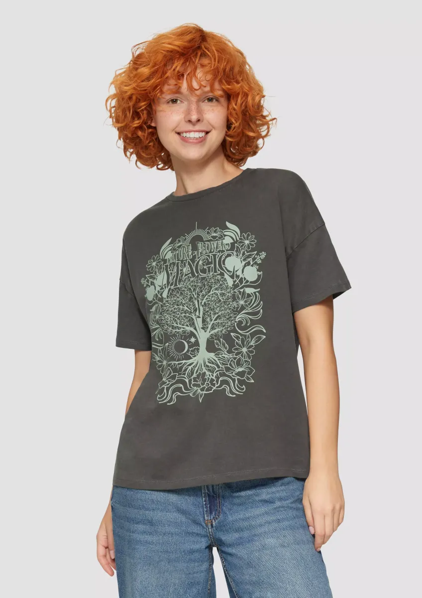 Lockeres Print-Shirt mit Garment Dye