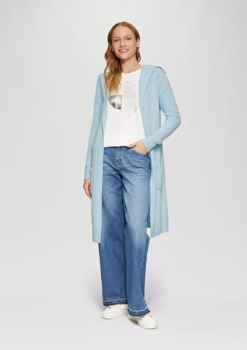 Long-Cardigan mit Kapuze