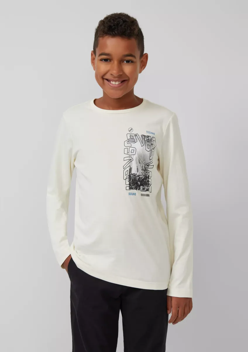 Longsleeve aus Baumwolle mit Frontprint und Rippkragen