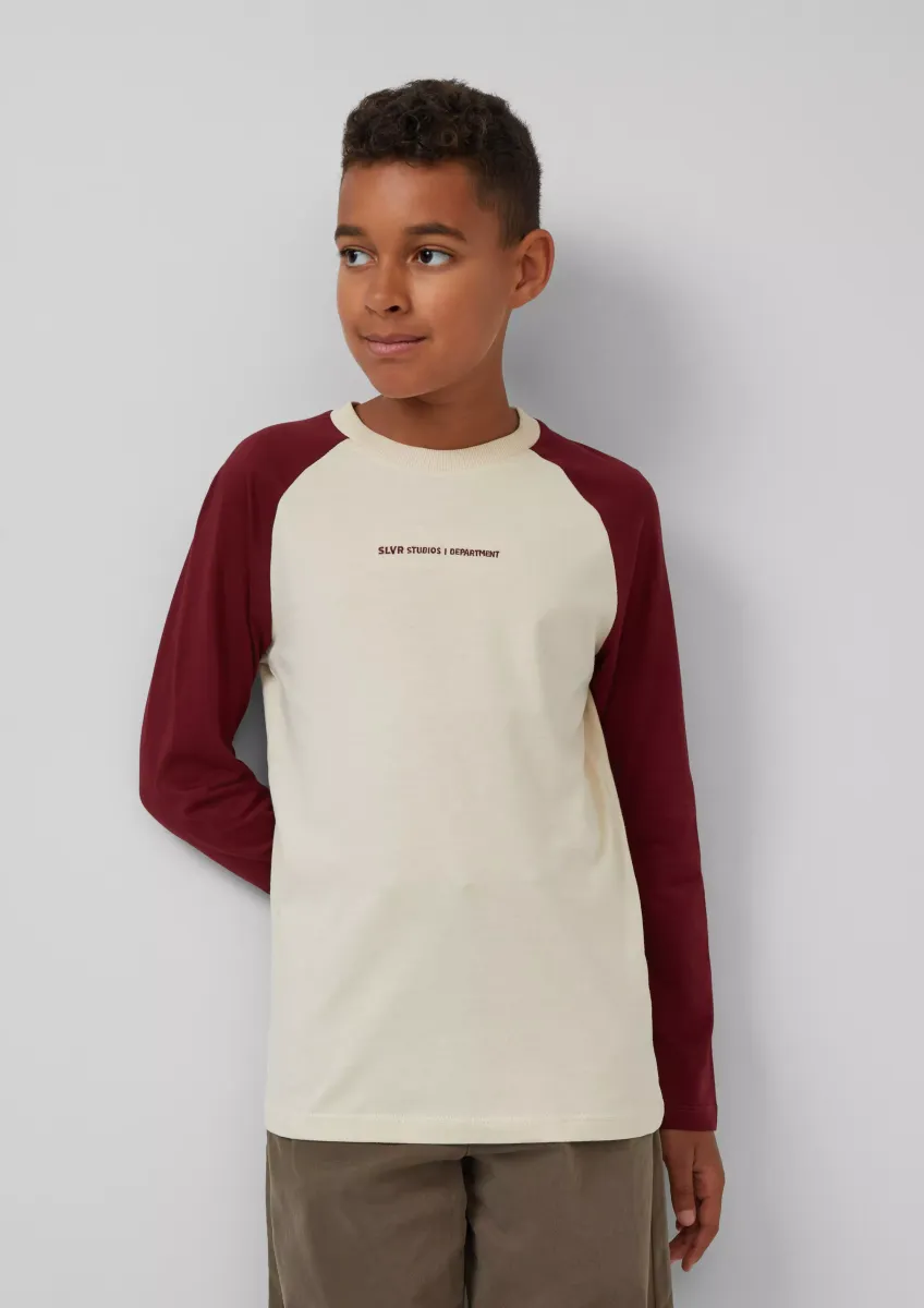 Longsleeve im Colour-Blocking-Stil mit Stickerei-Detail