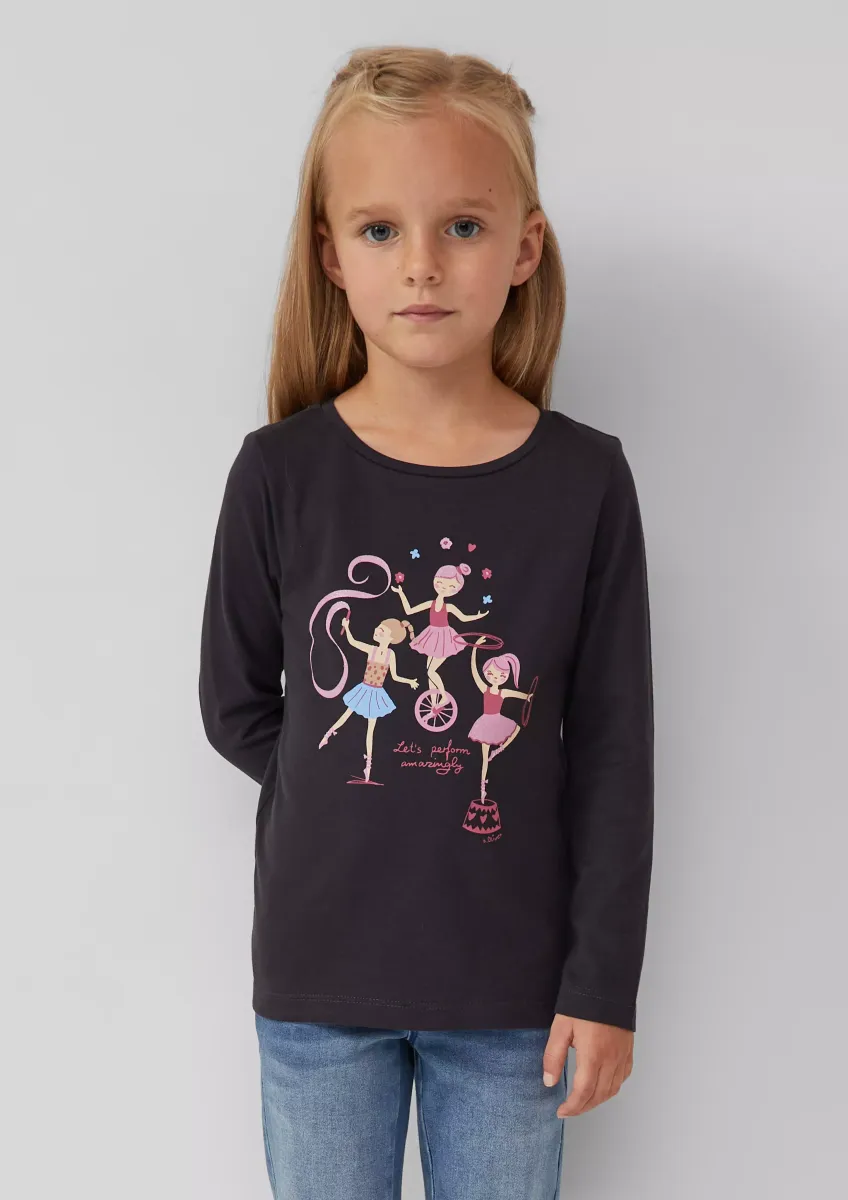 Longsleeve im Regular Fit mit Glitzerprint