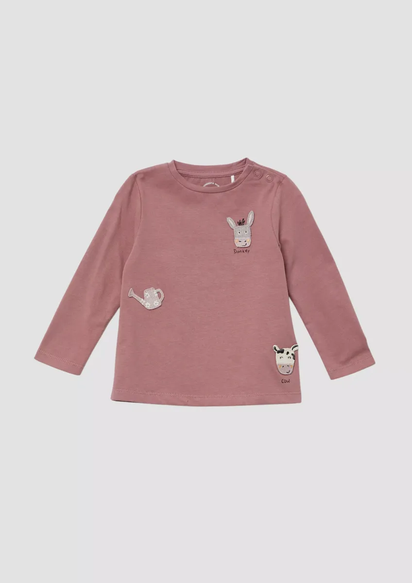 Longsleeve in A-Form mit gestickten Patches