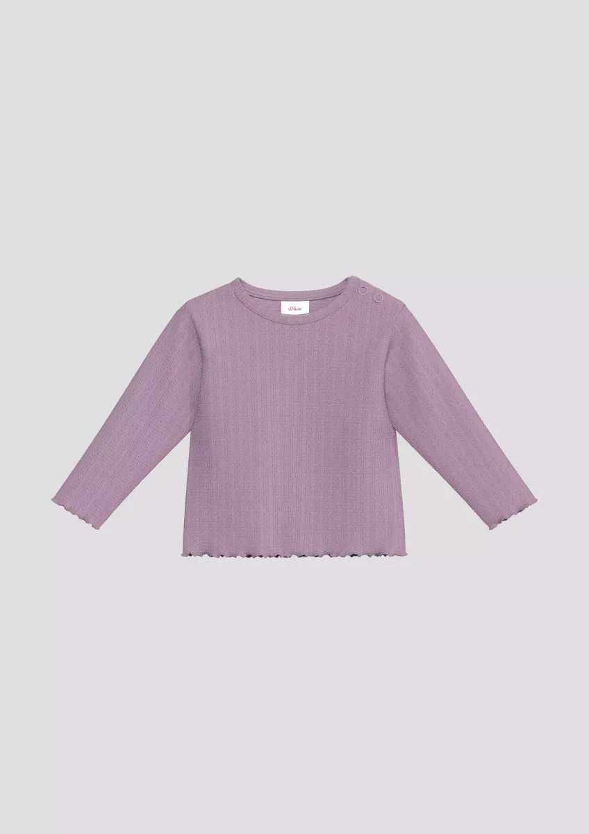 Longsleeve mit Ajourmuster und Rollsaum