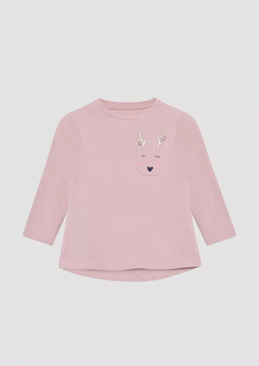 Longsleeve mit aufgesetzter Brusttasche und Print