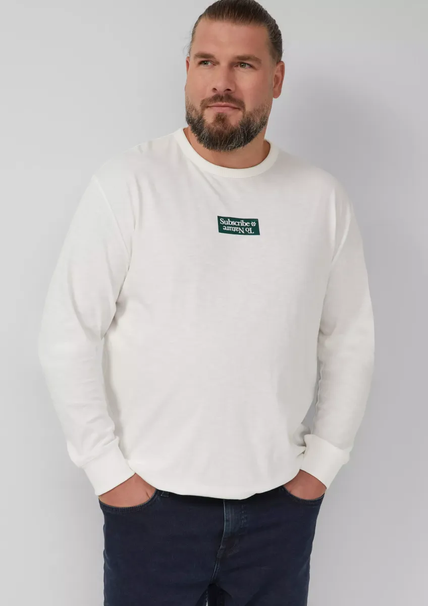 Longsleeve mit Flammgarnstruktur und Frontprint