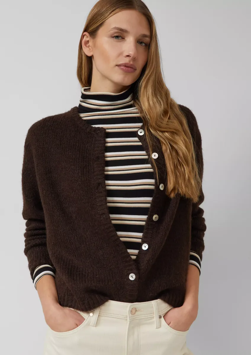 Longsleeve mit Rollkragen und Ringelmuster