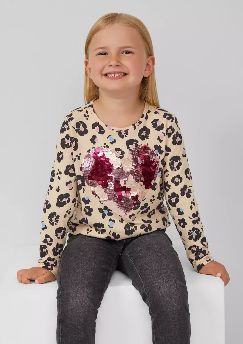 Loose-Fit-Longsleeve mit All-over-Print und Wendepailletten