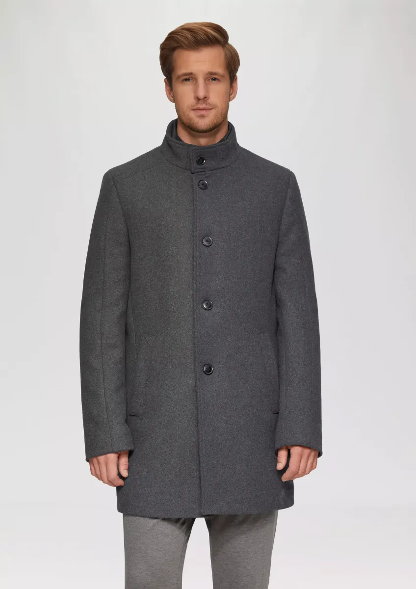 Mantel aus Wollmix mit fixiertem Stepp-Einsatz