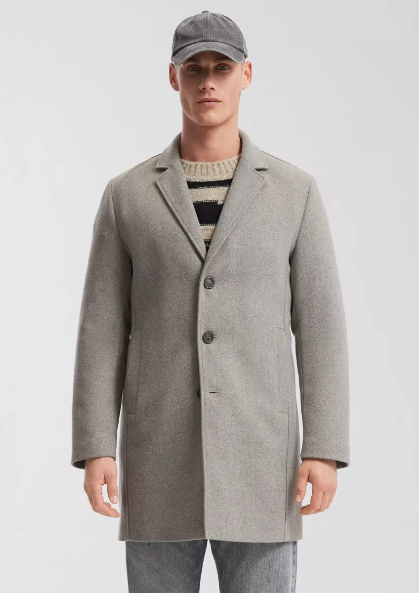 Mantel mit Reverskragen aus Wollmischung