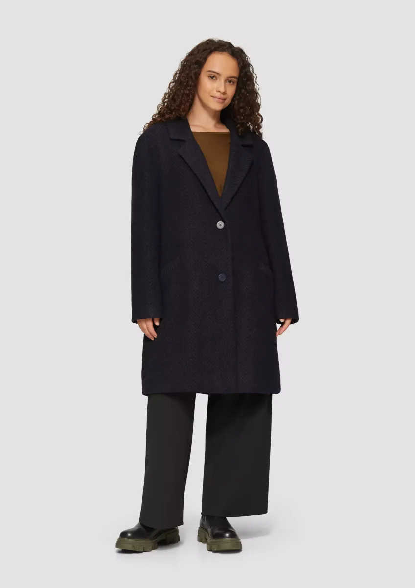 Mantel mit Reverskragen und klassischem Fischgrat-Muster