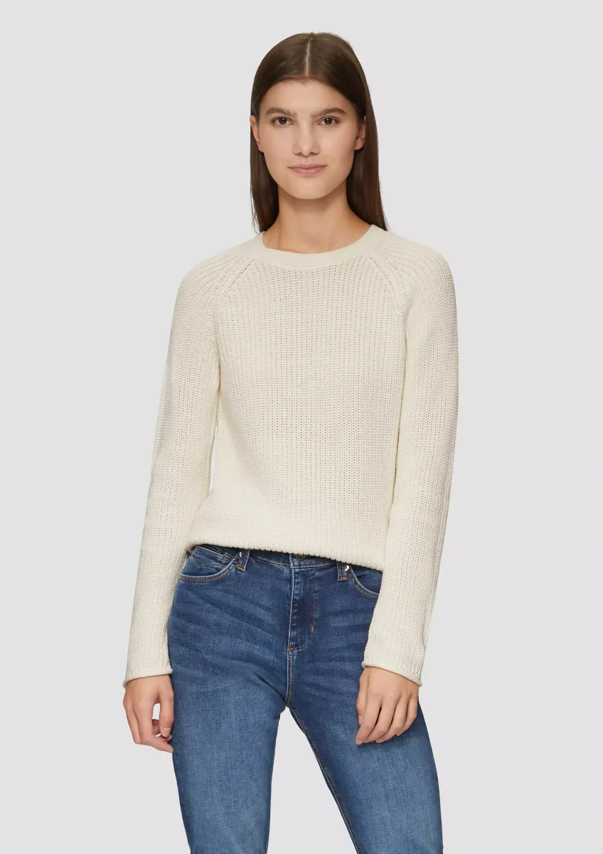 Melierter Strickpullover mit Raglanärmeln