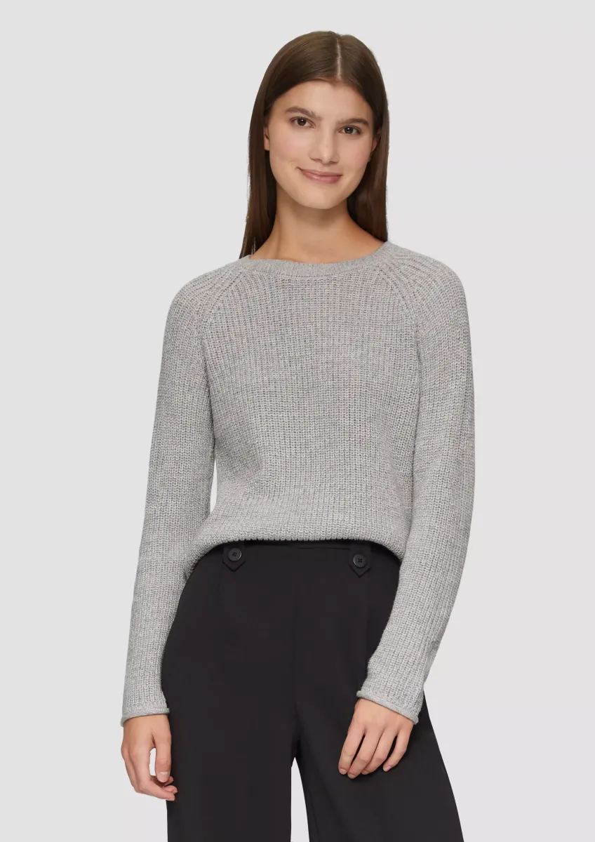 Melierter Strickpullover mit Raglanärmeln
