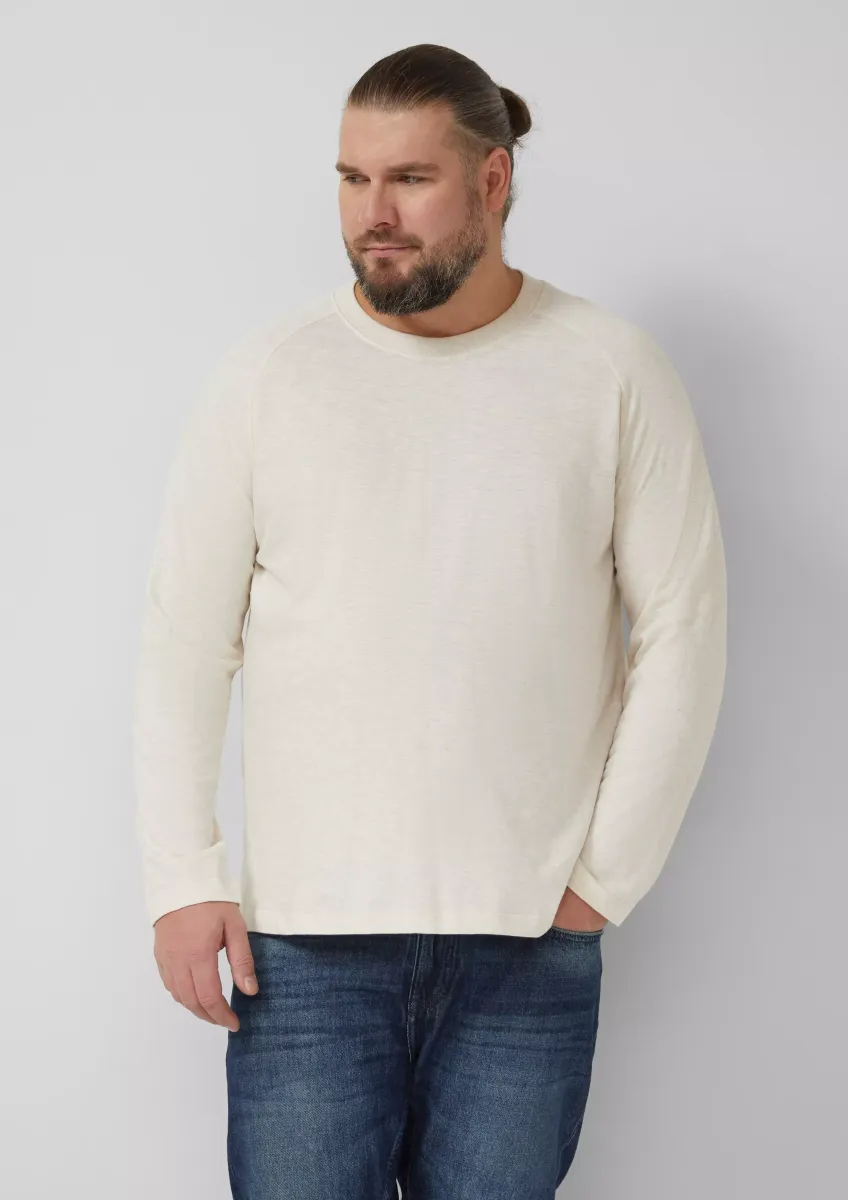 Meliertes Longsleeve aus reiner Baumwolle mit Raglanarm