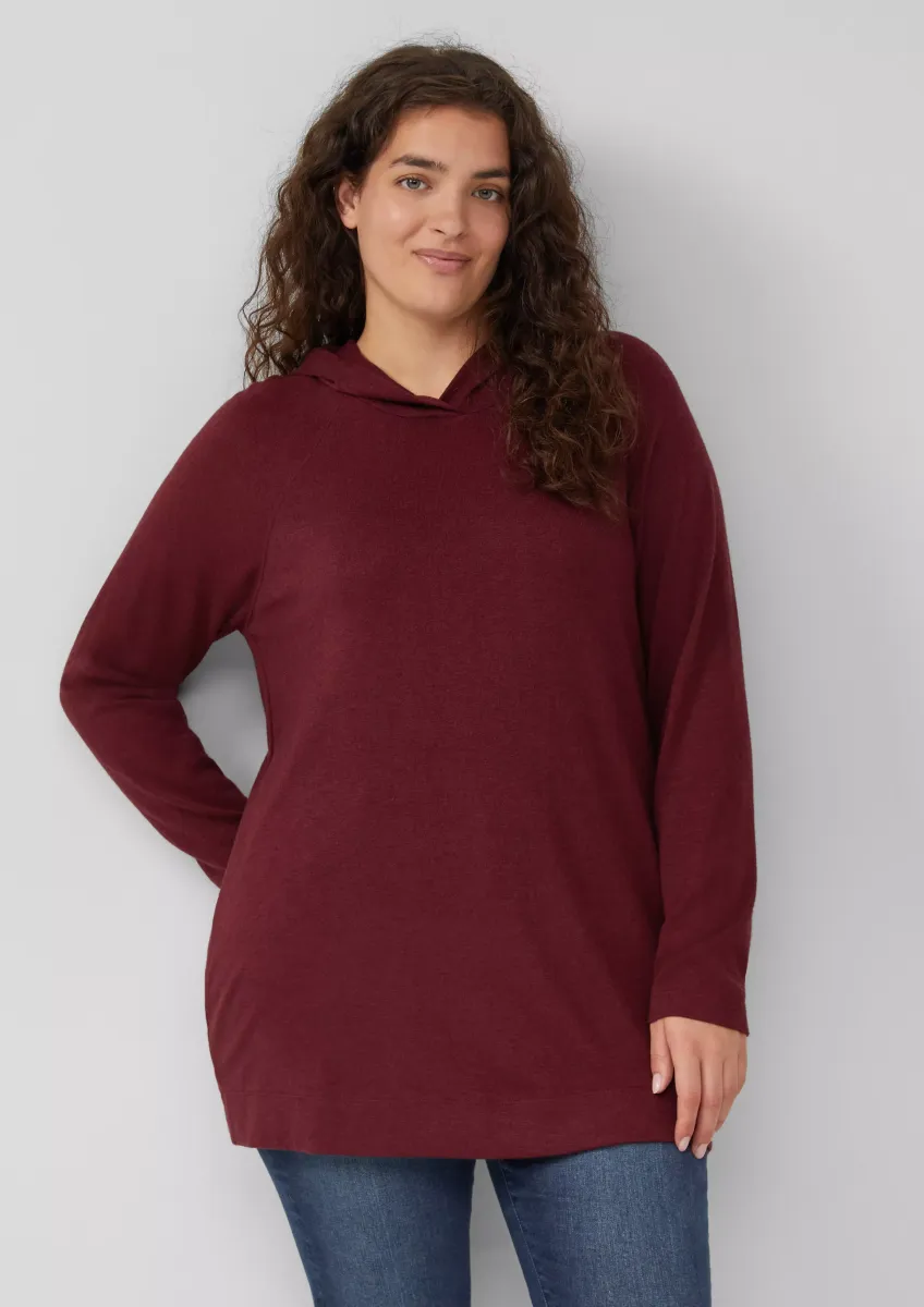 Meliertes Longsleeve aus Stretchjersey mit Kapuze